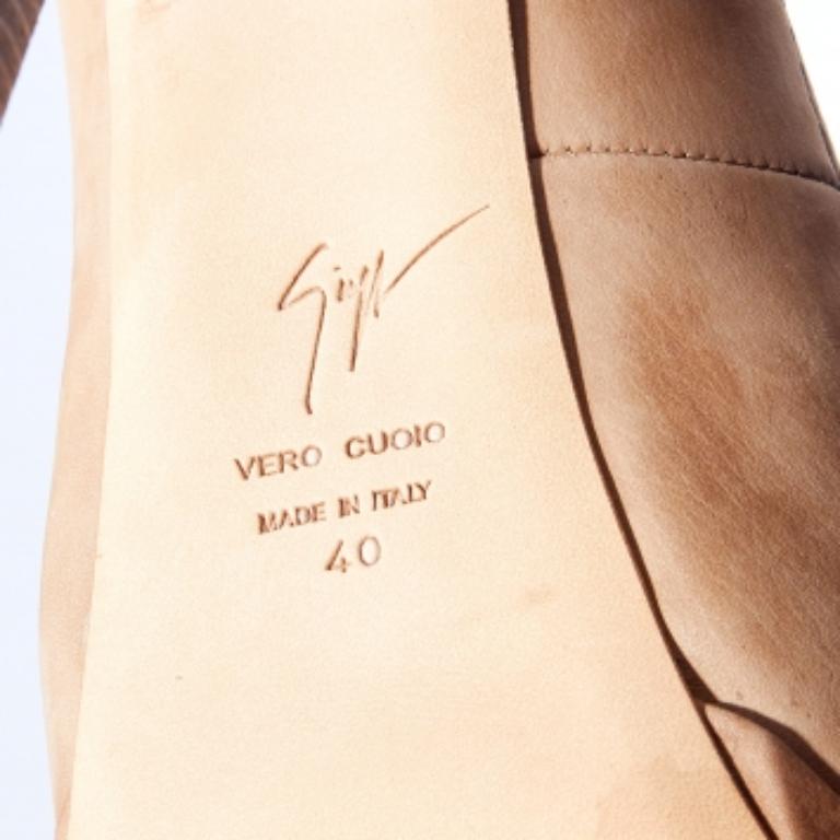 Giuseppe Zanotti Beige Nubuck Leather Peep Toe Platform Pumps Size 40 For Sale 5
