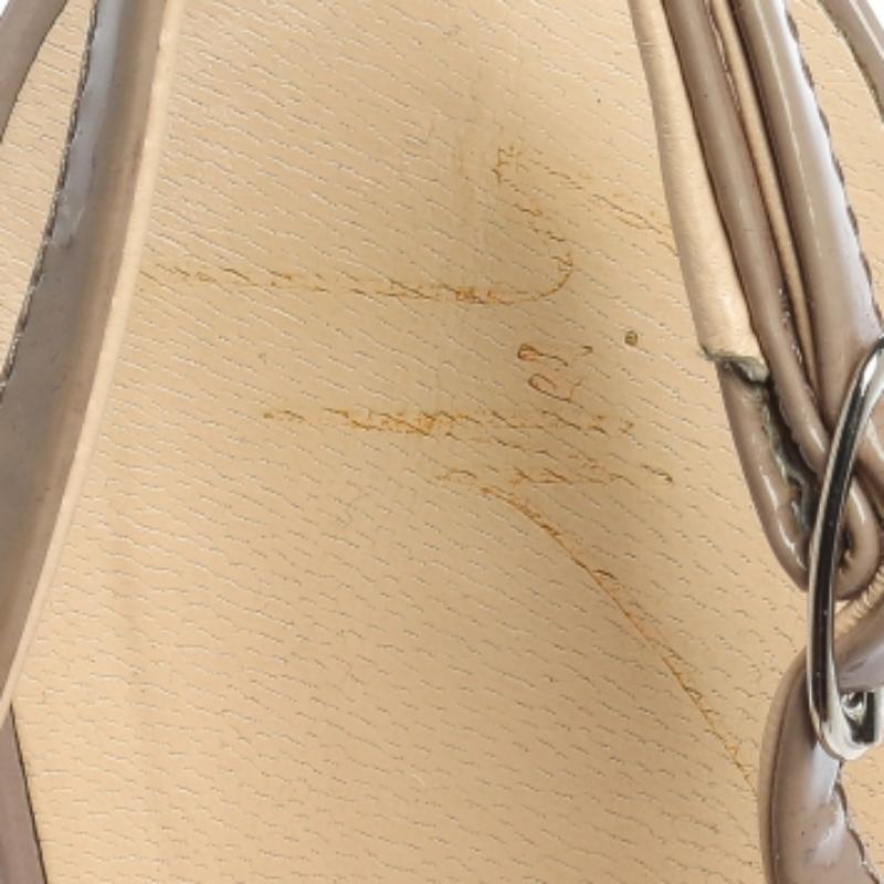 Giuseppe Zanotti Beige Lackleder Peep Toe Slingback Pumps Größe 41 im Angebot 2