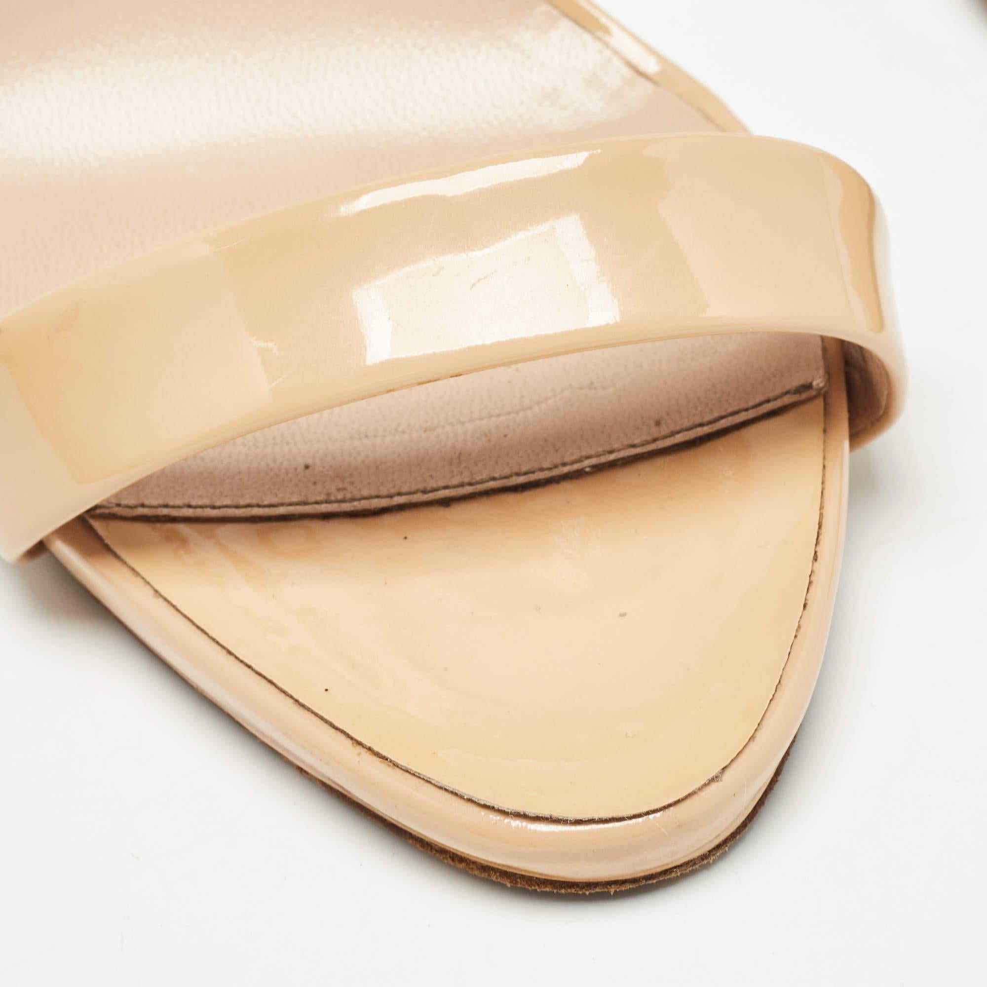 Giuseppe Zanotti Beige Patent Leather Slingback Sandals Size 40 For Sale 4