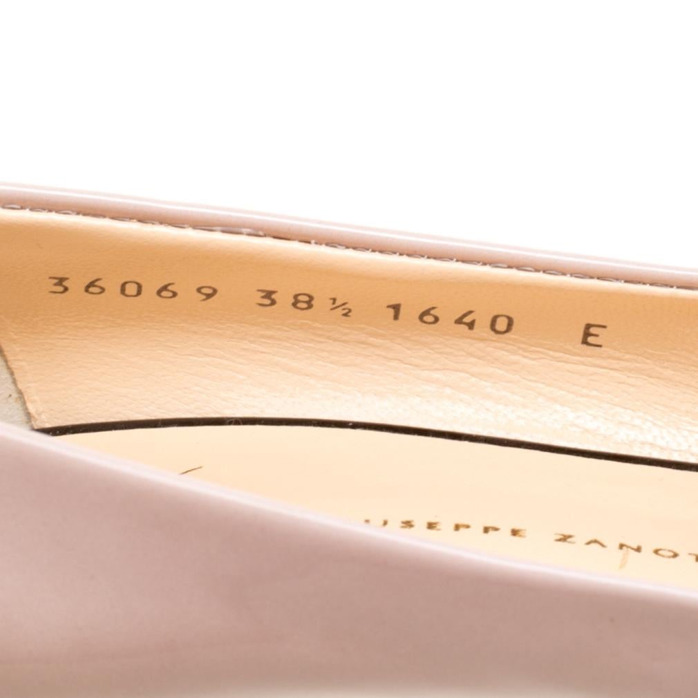 Giuseppe Zanotti Beige Patent Leather Wedge Heel Peep Toe Pumps Size 38 3
