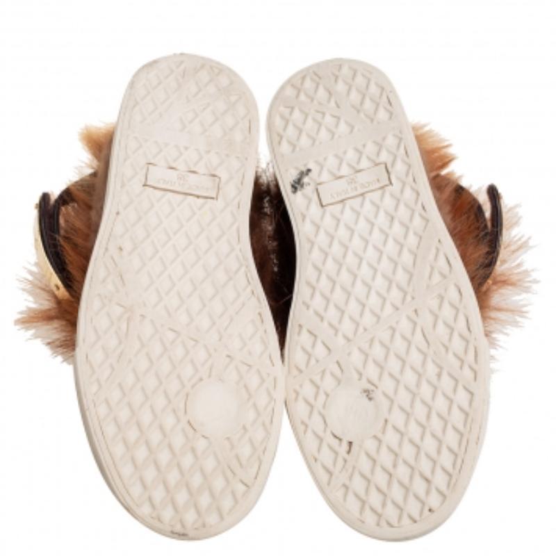 Giuseppe Zanotti Beige Suede And Fur Trim High Top Sneakers Size 38 For Sale 2