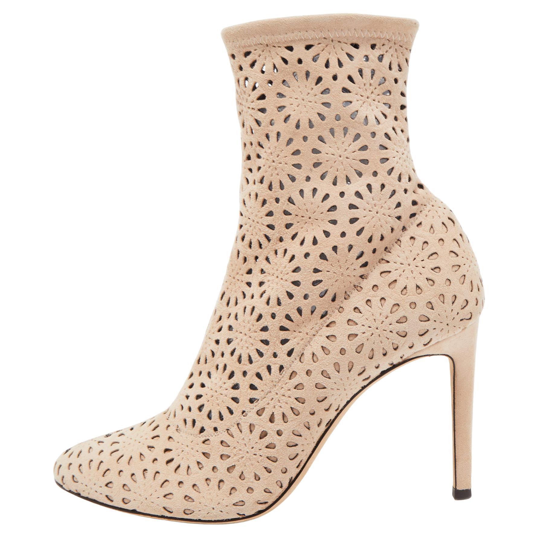 Giuseppe Zanotti Beige Suede Ankle Boots Size 38