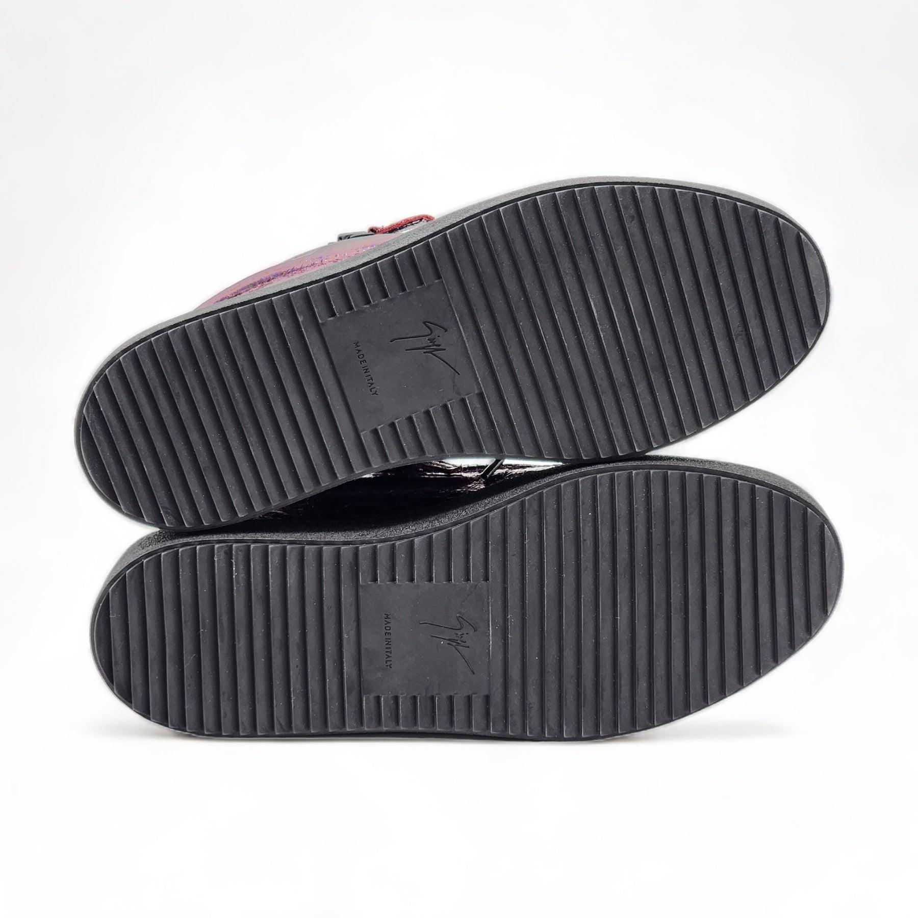 Giuseppe Zanotti Birel Metallic-Leder-Turnschuhe in Lila im Zustand „Hervorragend“ im Angebot in Los Angeles, CA