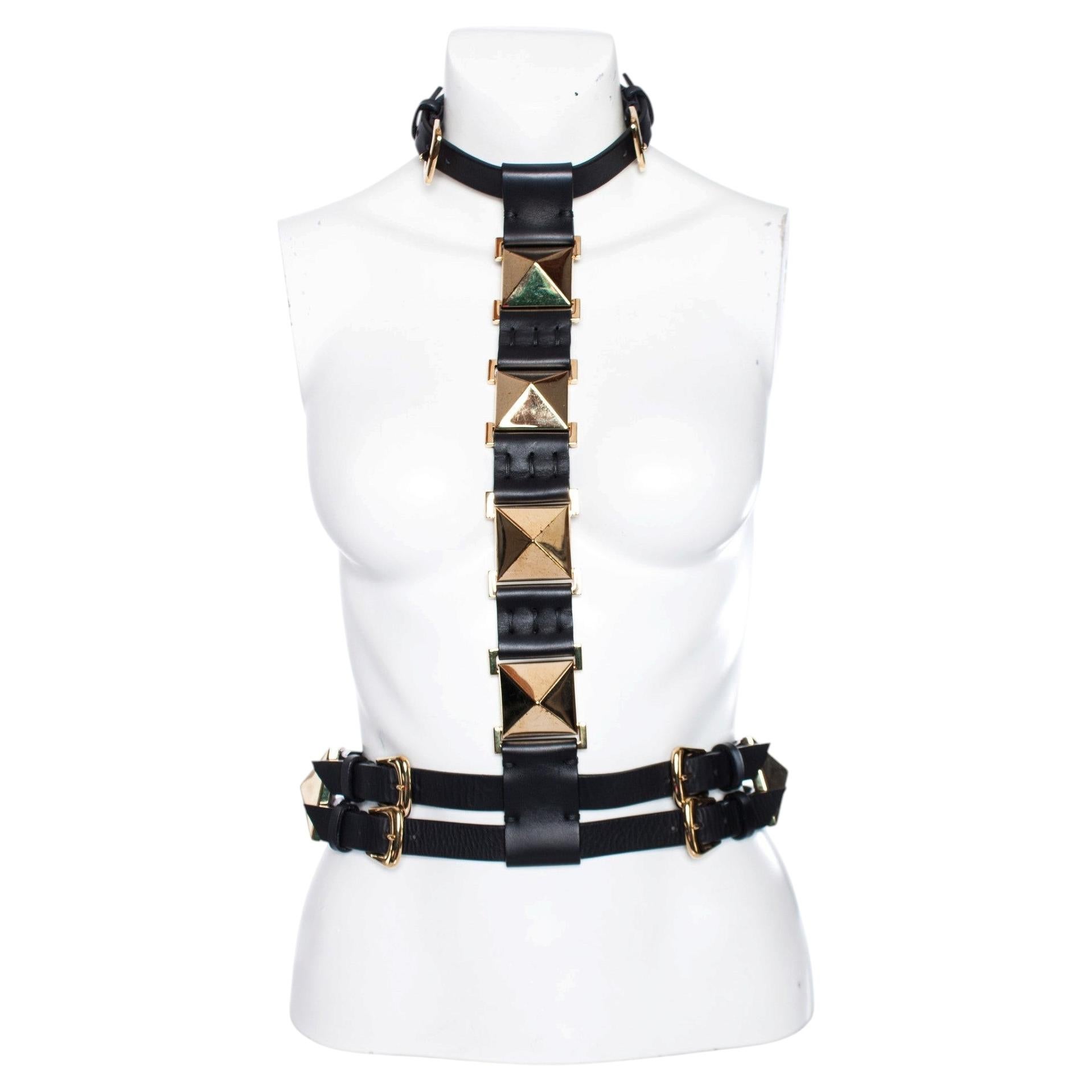 Giuseppe Zanotti, Black adjustable leather body belt in size S For Sale