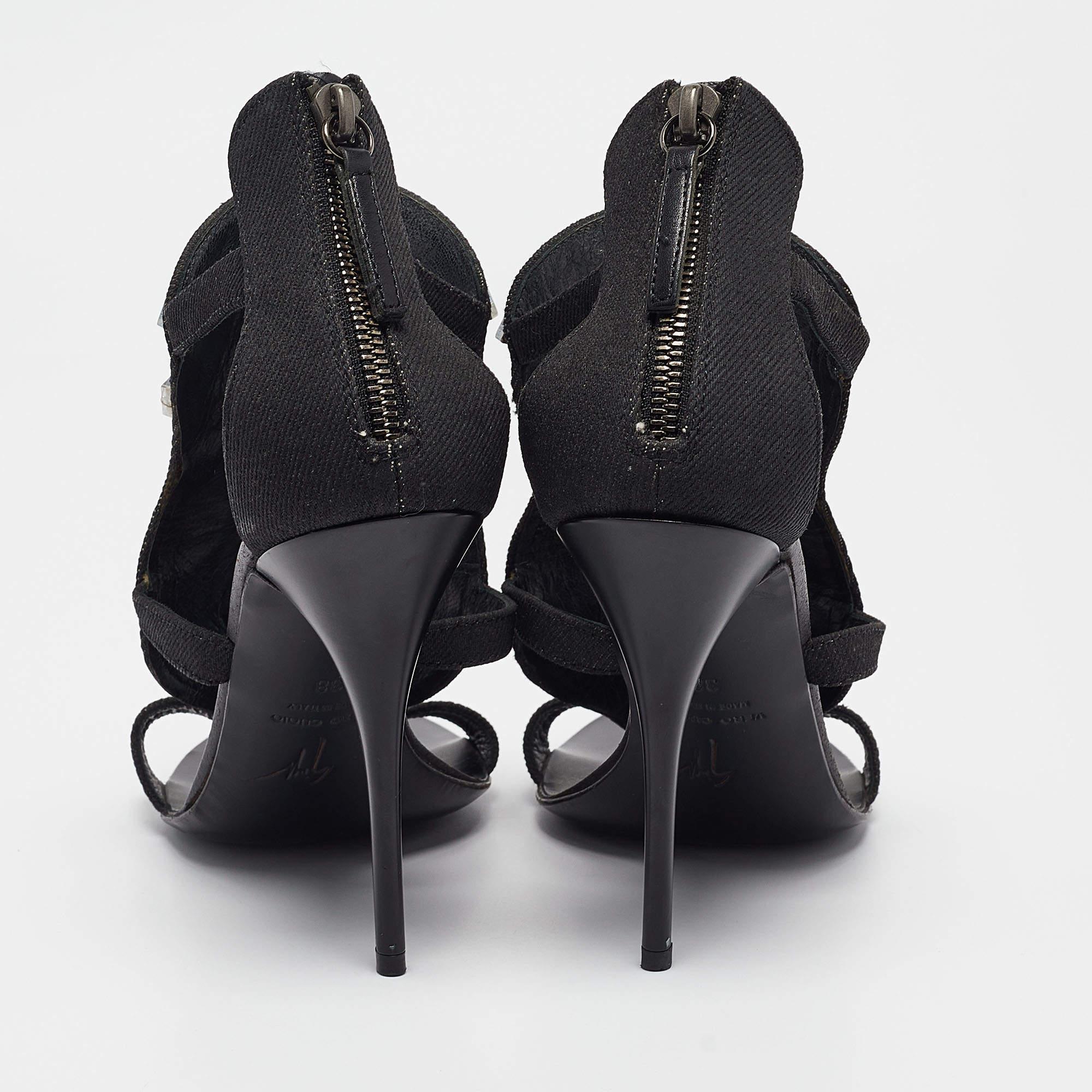 Sandales Giuseppe Zanotti noires ornées d'un miroir, taille 38 Pour femmes en vente