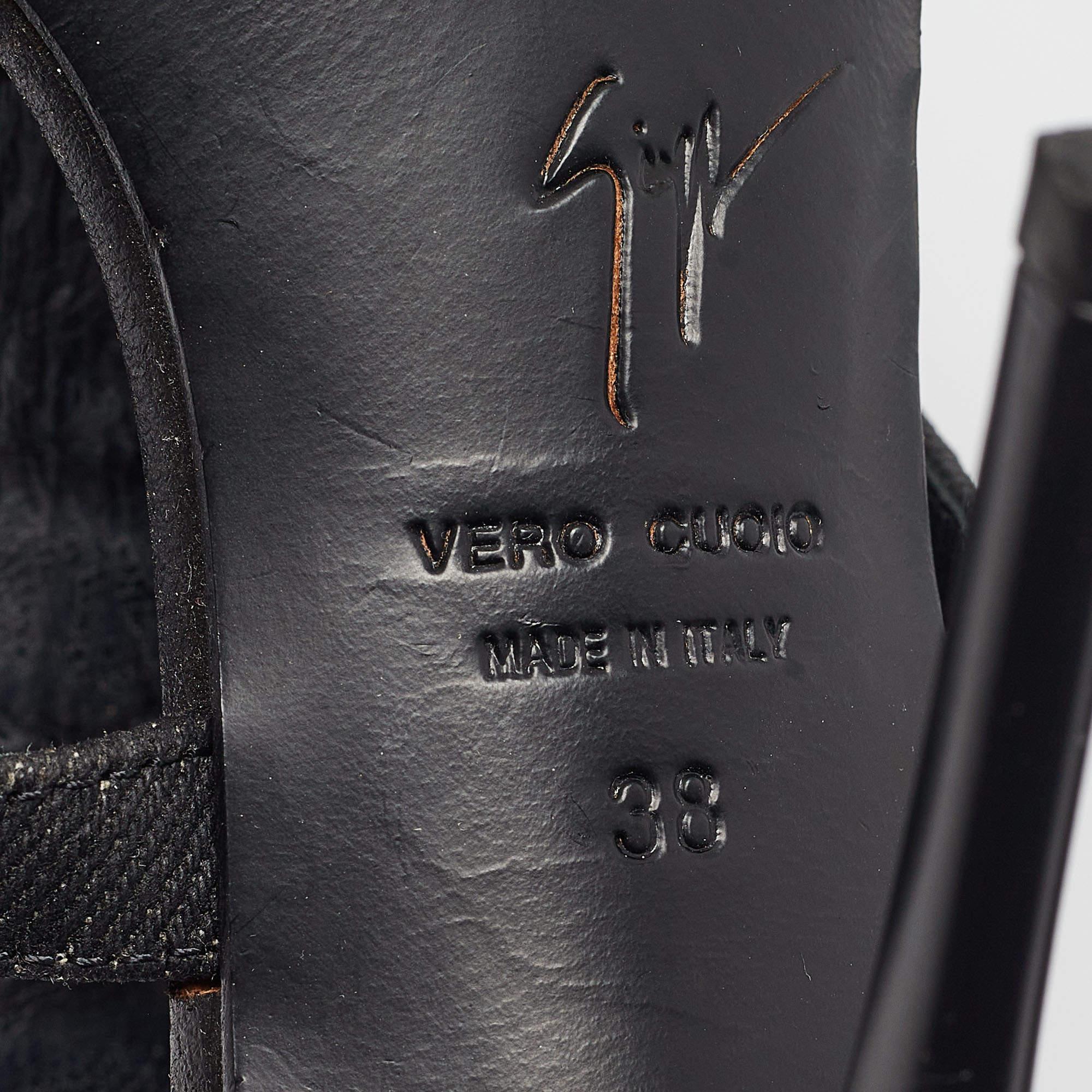 Sandales Giuseppe Zanotti noires ornées d'un miroir, taille 38 en vente 3