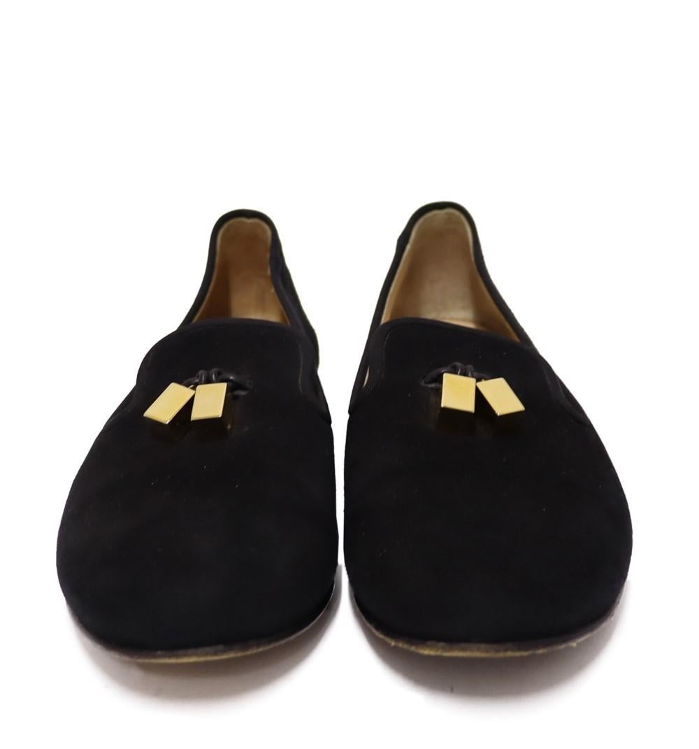 Giuseppe Zanotti Black Charm Suede Loafers Size EU 38 In Good Condition For Sale In Amman, JO