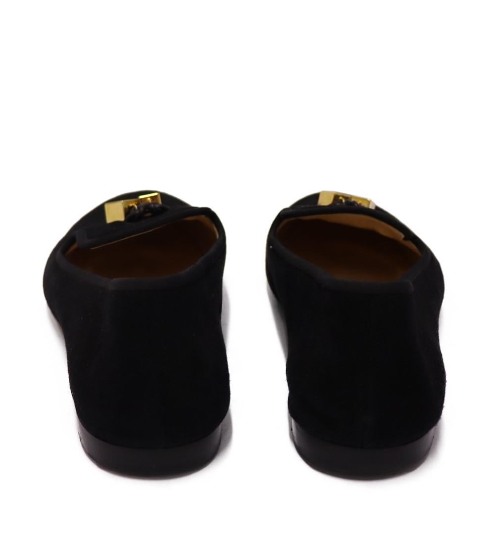 Women's Giuseppe Zanotti Black Charm Suede Loafers Size EU 38 For Sale
