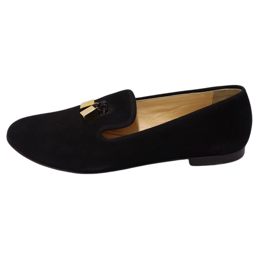 Giuseppe Zanotti Black Charm Suede Loafers Size EU 38 For Sale