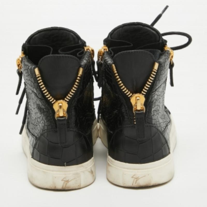 De las mujeres Giuseppe Zanotti Zapatillas altas de piel negra con relieve de cocodrilo Talla 35.5 en venta