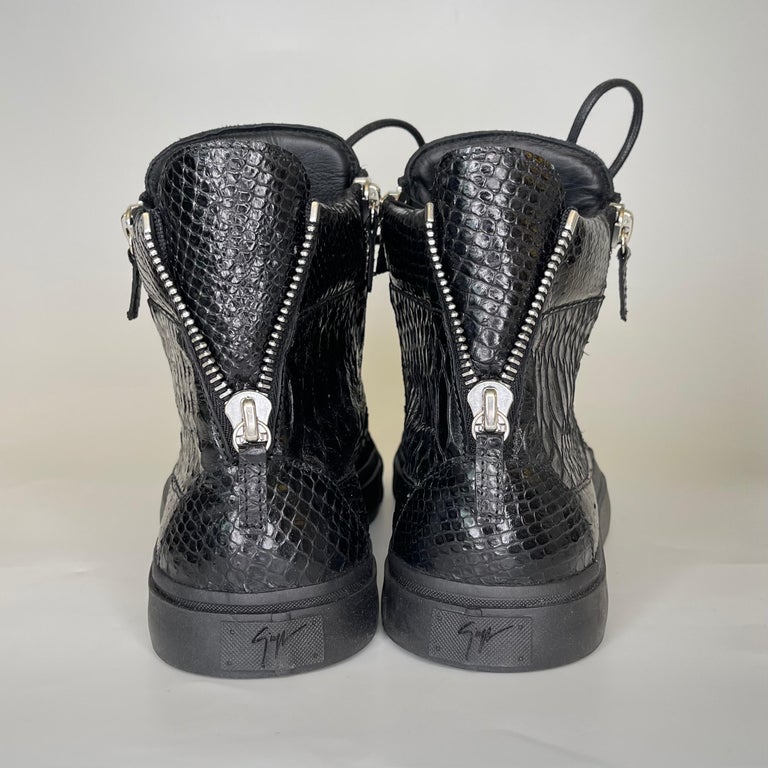 Giuseppe Zanotti Black Croc London High Top Autographed Sneakers (43.5 EU)
