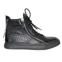 Giuseppe Zanotti Schwarze Londoner High Top-Turnschuhe mit Krokodilleder-Autogramm (43,5 EU)