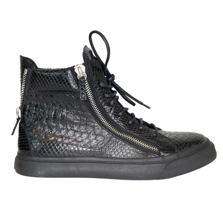 Giuseppe Zanotti Black Croc London High Top Autographed Sneakers