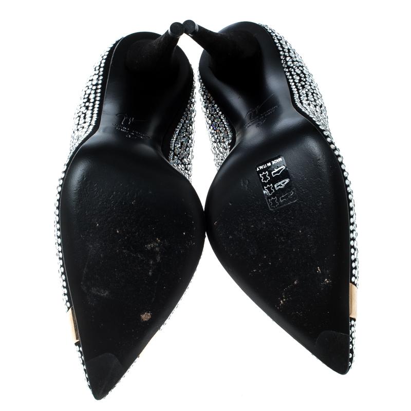 Giuseppe Zanotti Black Crystal Embellished Suede Ester Pointed Toe Pumps Size 37 1