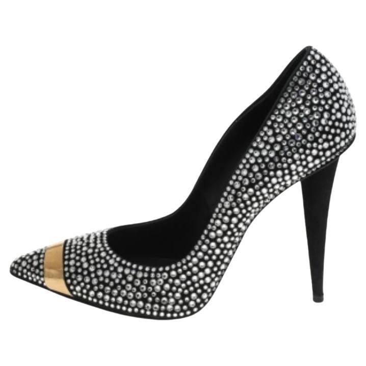 Escarpins Ester à bout pointu en daim ornés de cristaux noirs Giuseppe Zanotti, taille 38