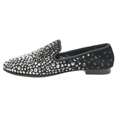 Giuseppe Zanotti Schwarze kristallverzierte Wildleder-Rauch-Sessel Größe 40