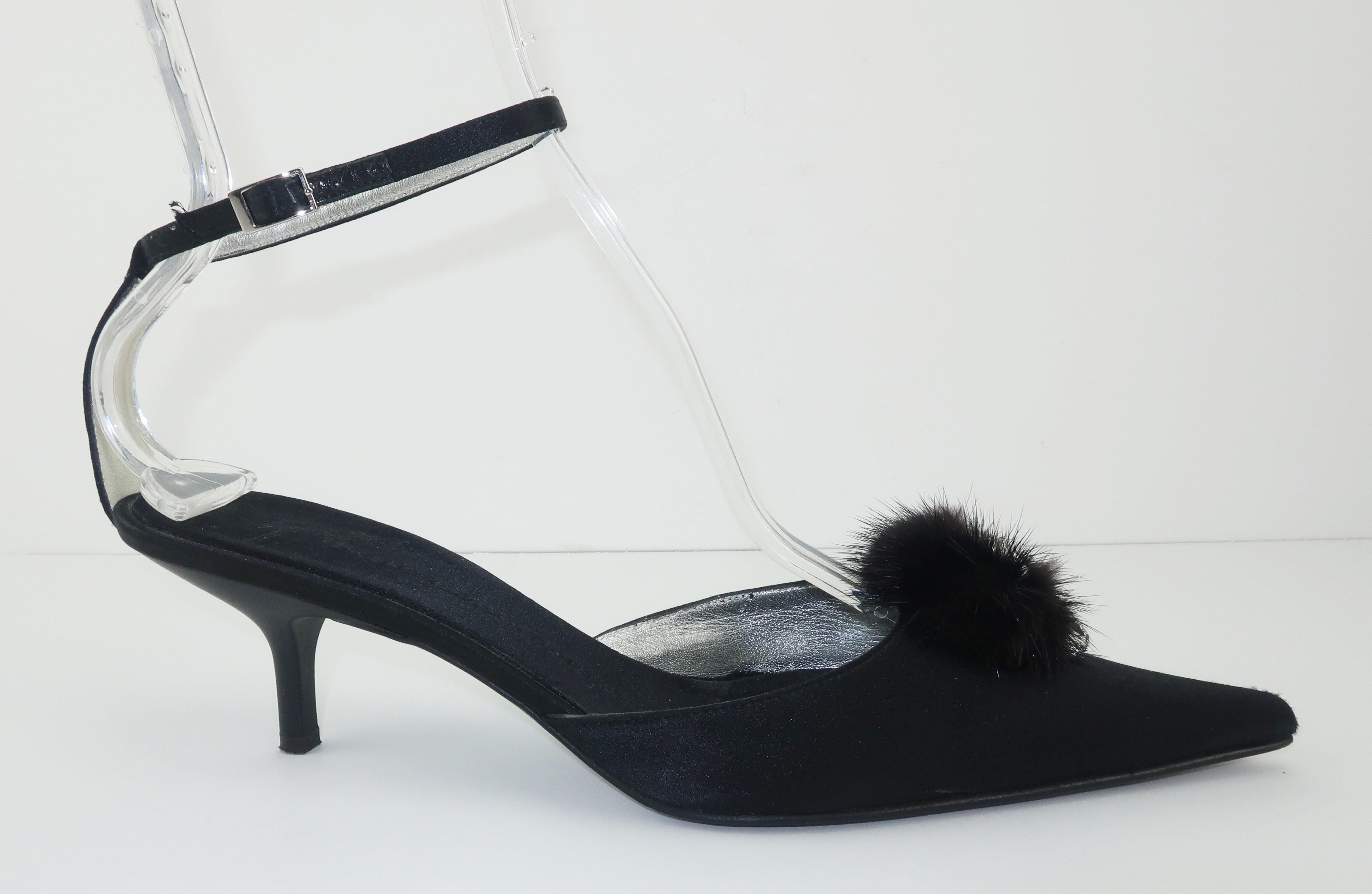 Giuseppe Zanotti Black Crystal & Fur Evening Shoes Sz 38 1