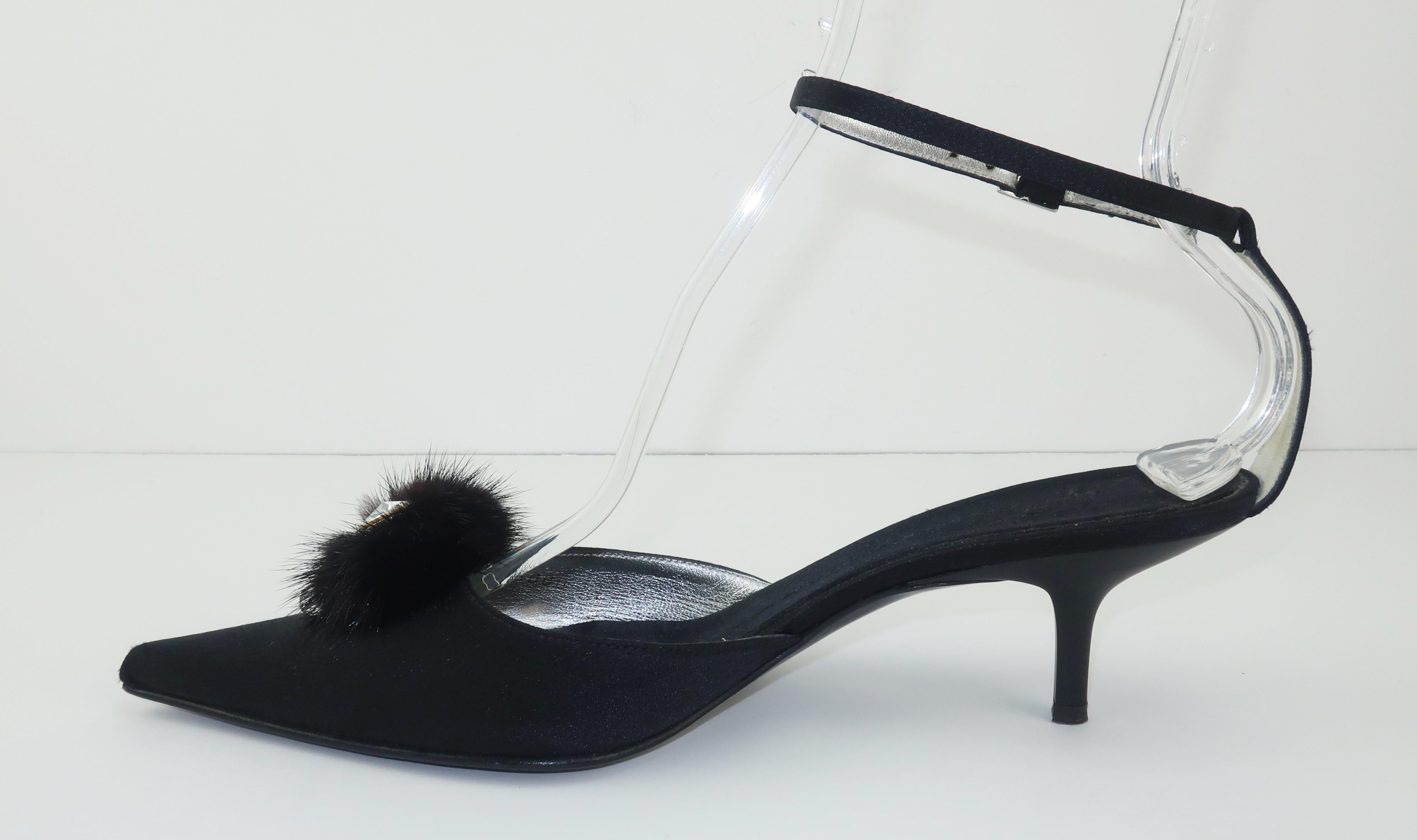Giuseppe Zanotti Black Crystal & Fur Evening Shoes Sz 38 2