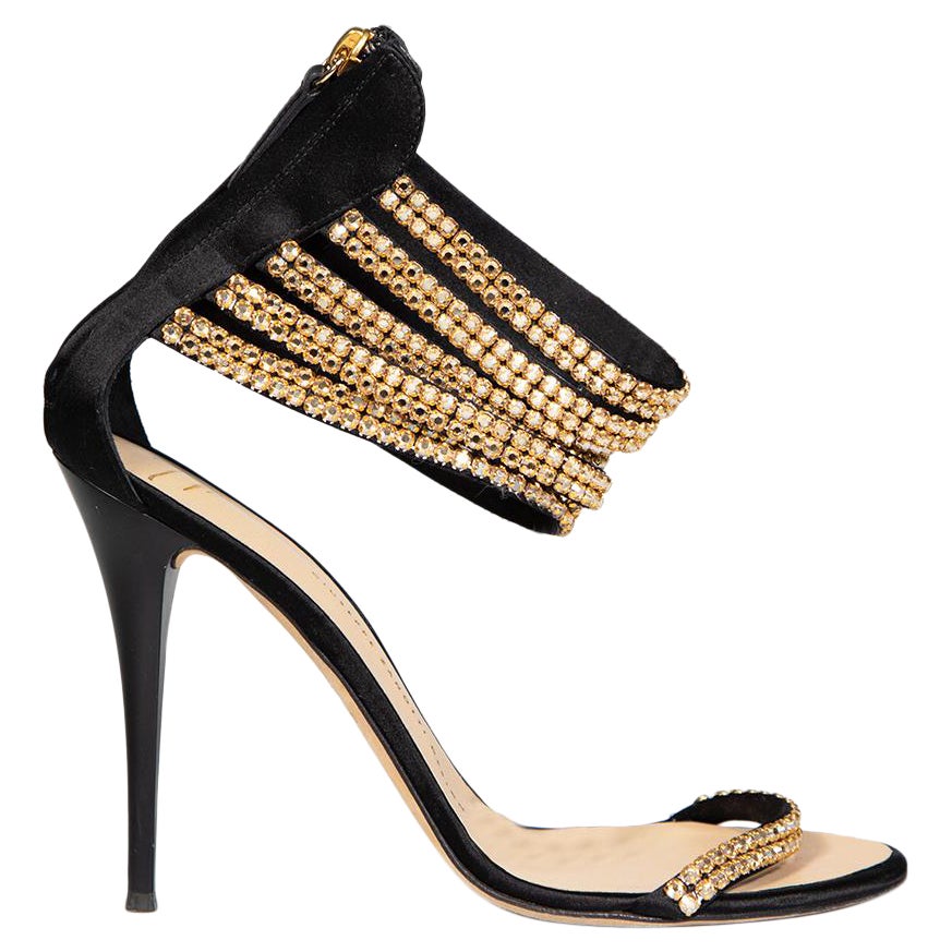 Giuseppe Zanotti Black Embellished Sandals Size IT 39