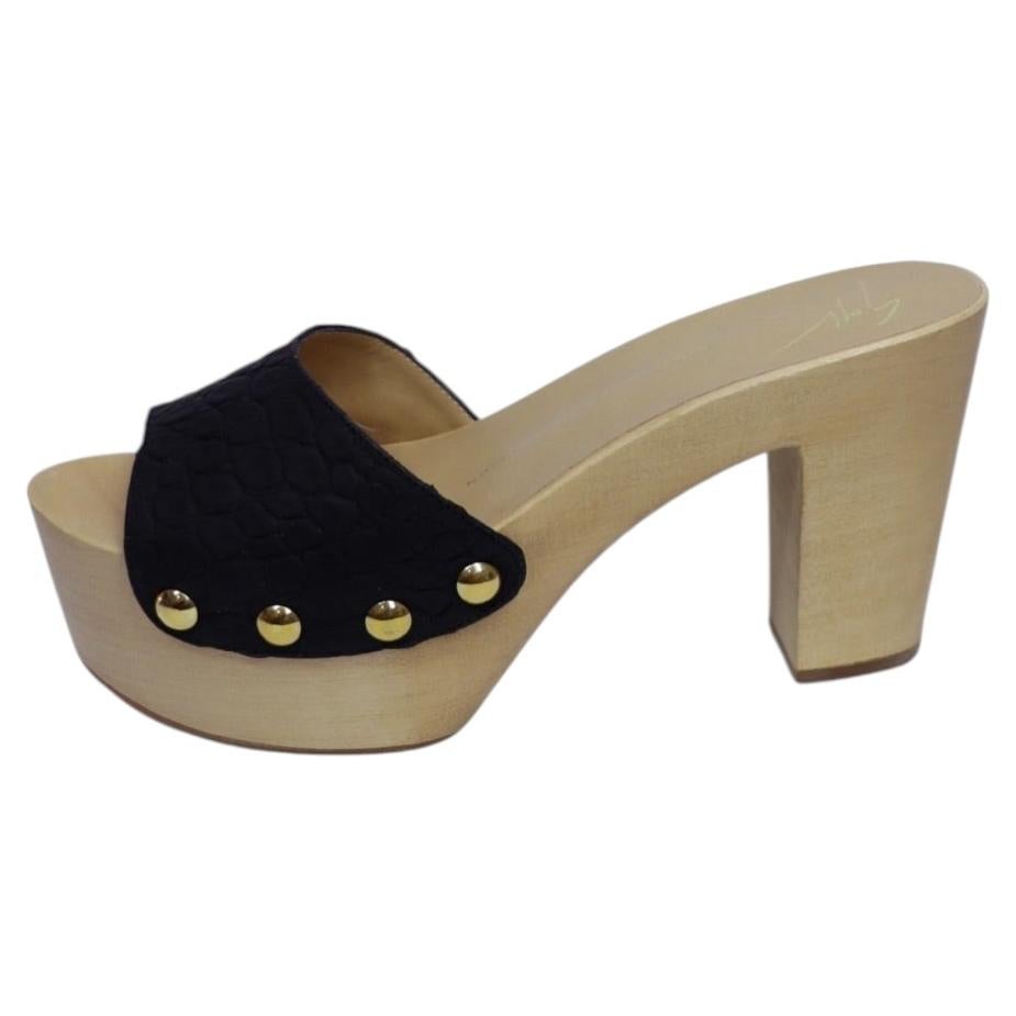 Giuseppe Zanotti Black Embossed Leather Platform Mule Heels - EU 39