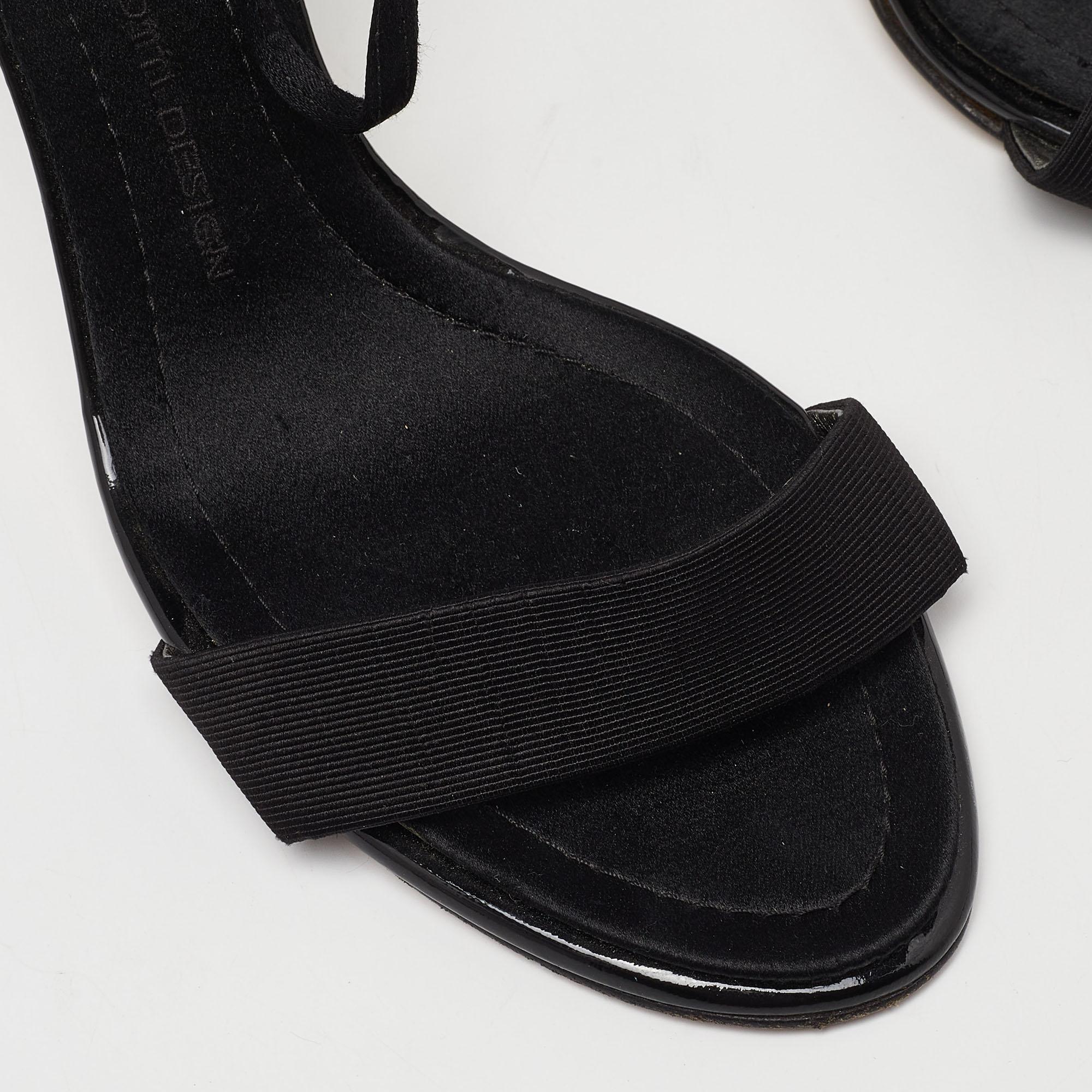 Giuseppe Zanotti Sandali con cinturino alla caviglia in tessuto nero e impreziositi misura 39,5 in vendita 2
