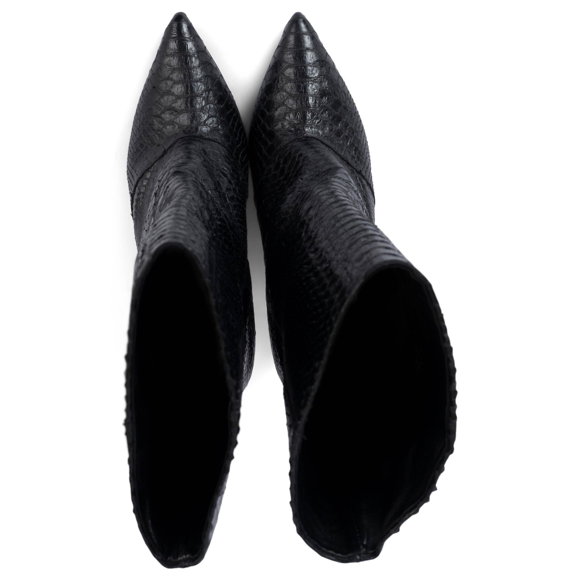 Donna GIUSEPPE ZANOTTI nero FAUX PYTHON WEDGE ANKLE Boots Scarpe 41 in vendita