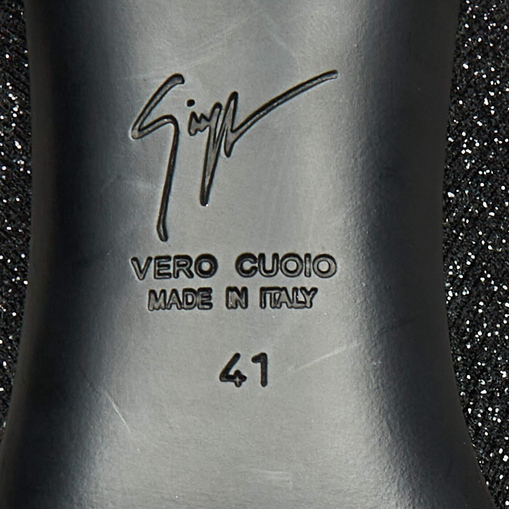 Giuseppe Zanotti Black Glitter Fabric Ankle Boots Size 41 For Sale 2