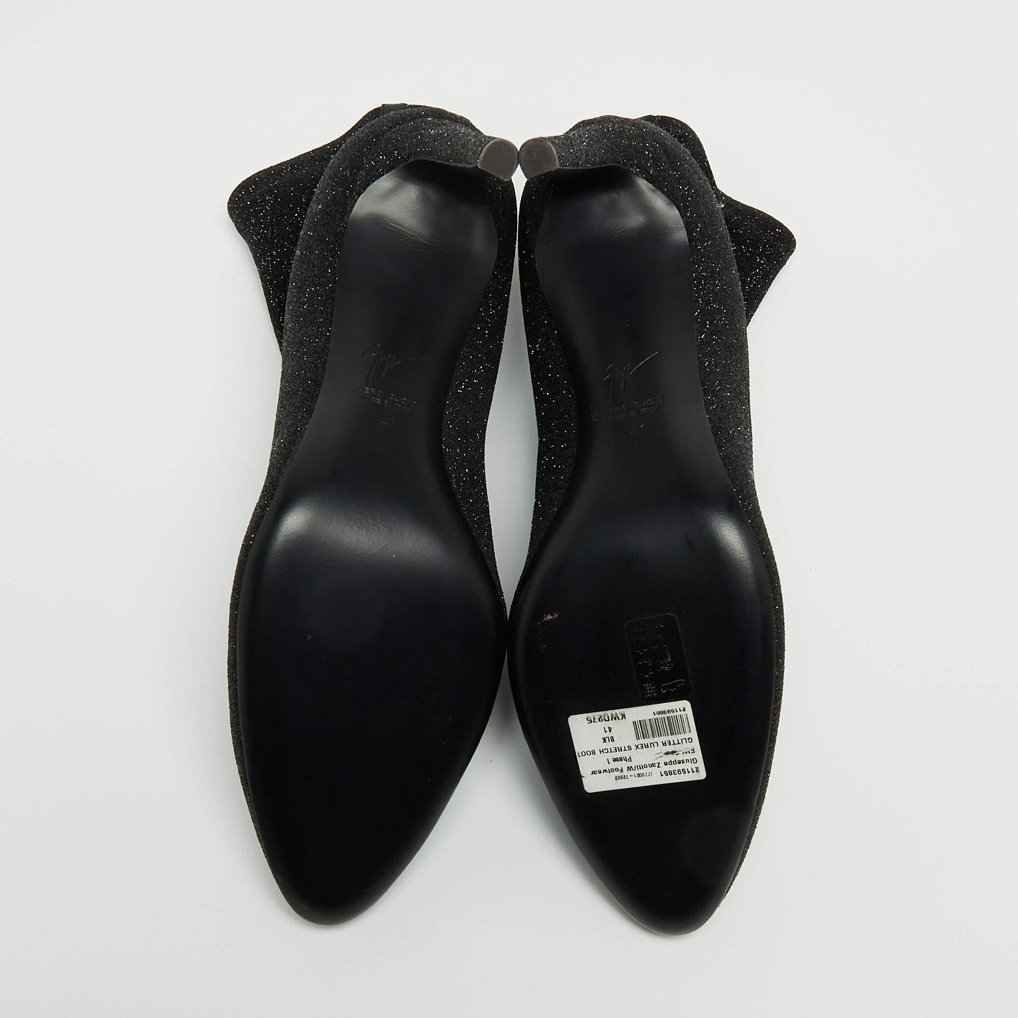 Giuseppe Zanotti Black Glitter Fabric Ankle Boots Size 41 For Sale 3
