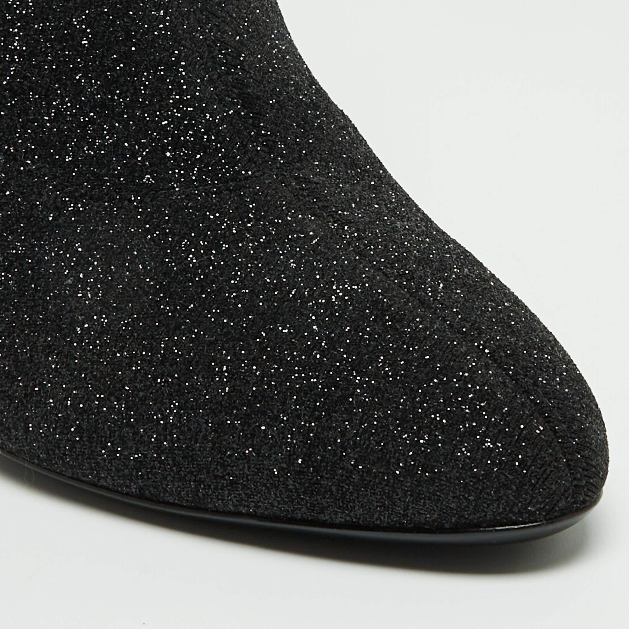 Giuseppe Zanotti Black Glitter Fabric Ankle Boots Size 41 For Sale 4