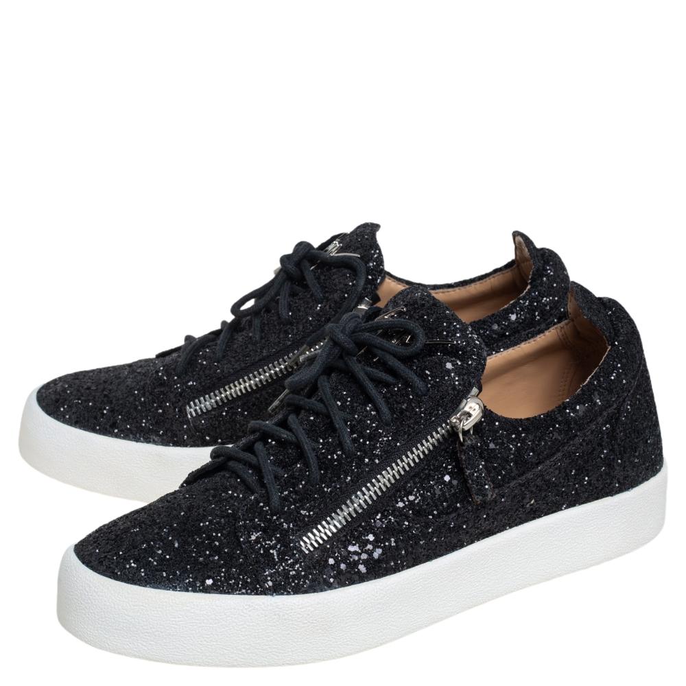 Giuseppe Zanotti Black Glitter Frankie Sneakers Size 43 2