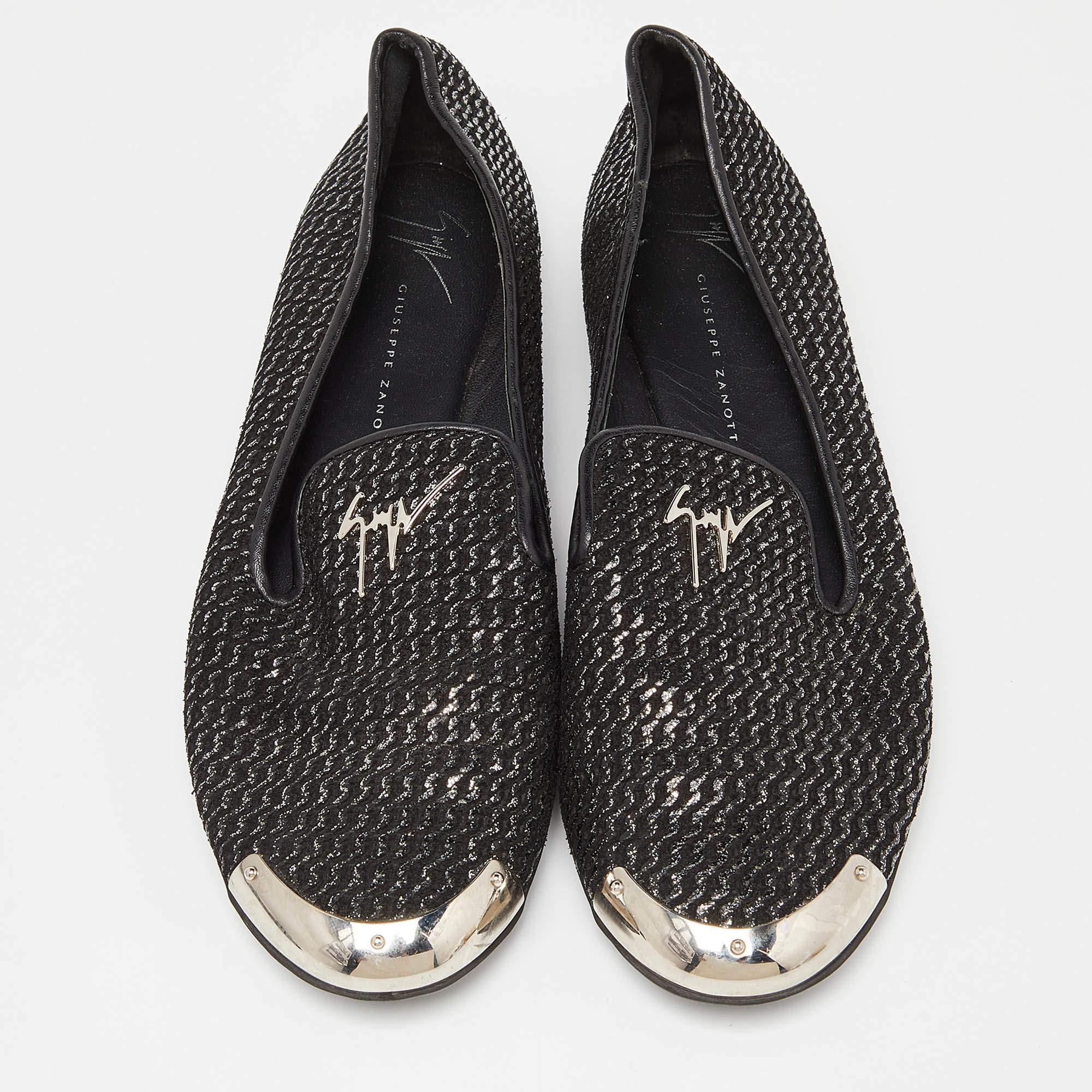 Giuseppe Zanotti Slip On Zapatillas de Fumar de Piel con Purpurina Negra Talla 37.5 Negro en venta