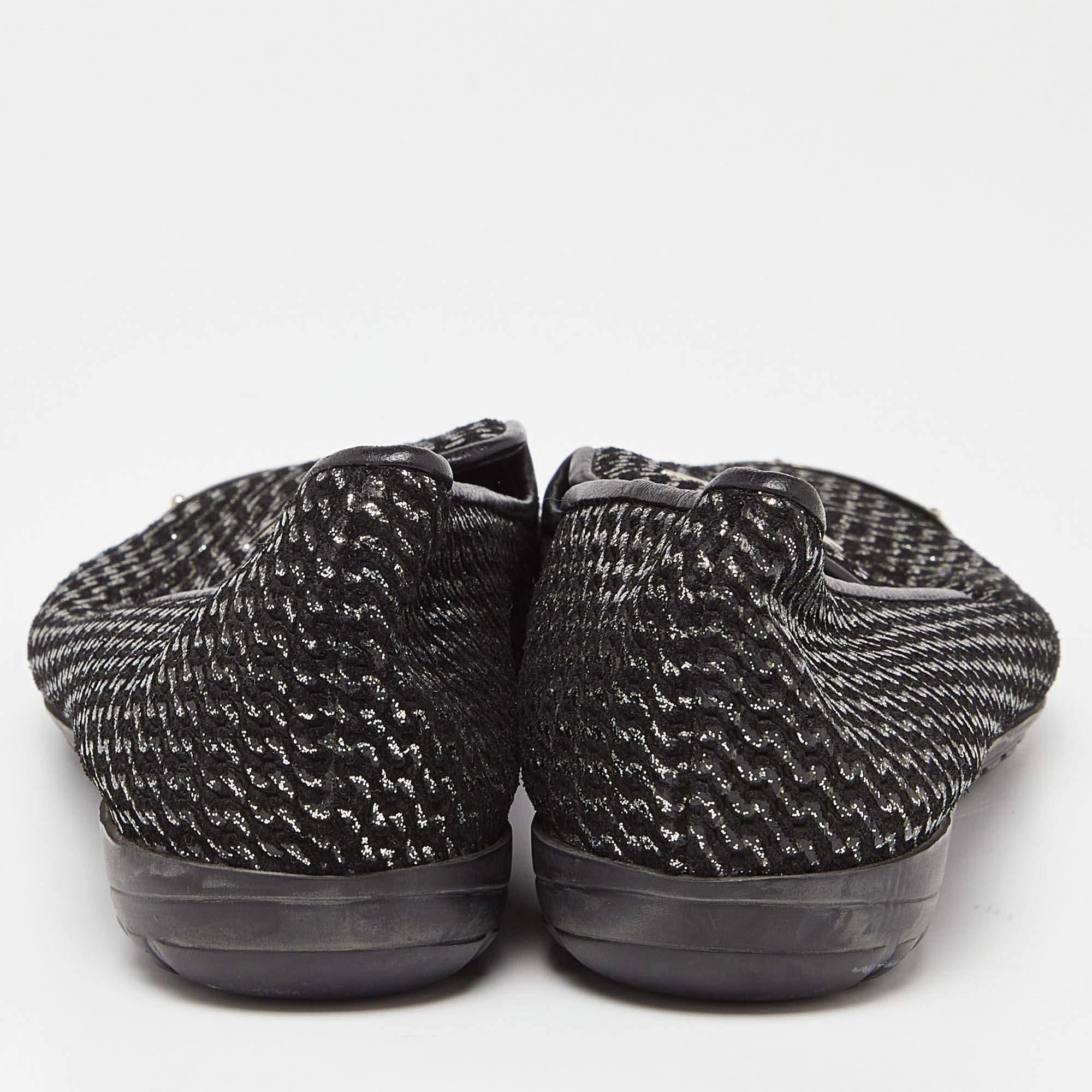 De las mujeres Giuseppe Zanotti Slip On Zapatillas de Fumar de Piel con Purpurina Negra Talla 37.5 en venta