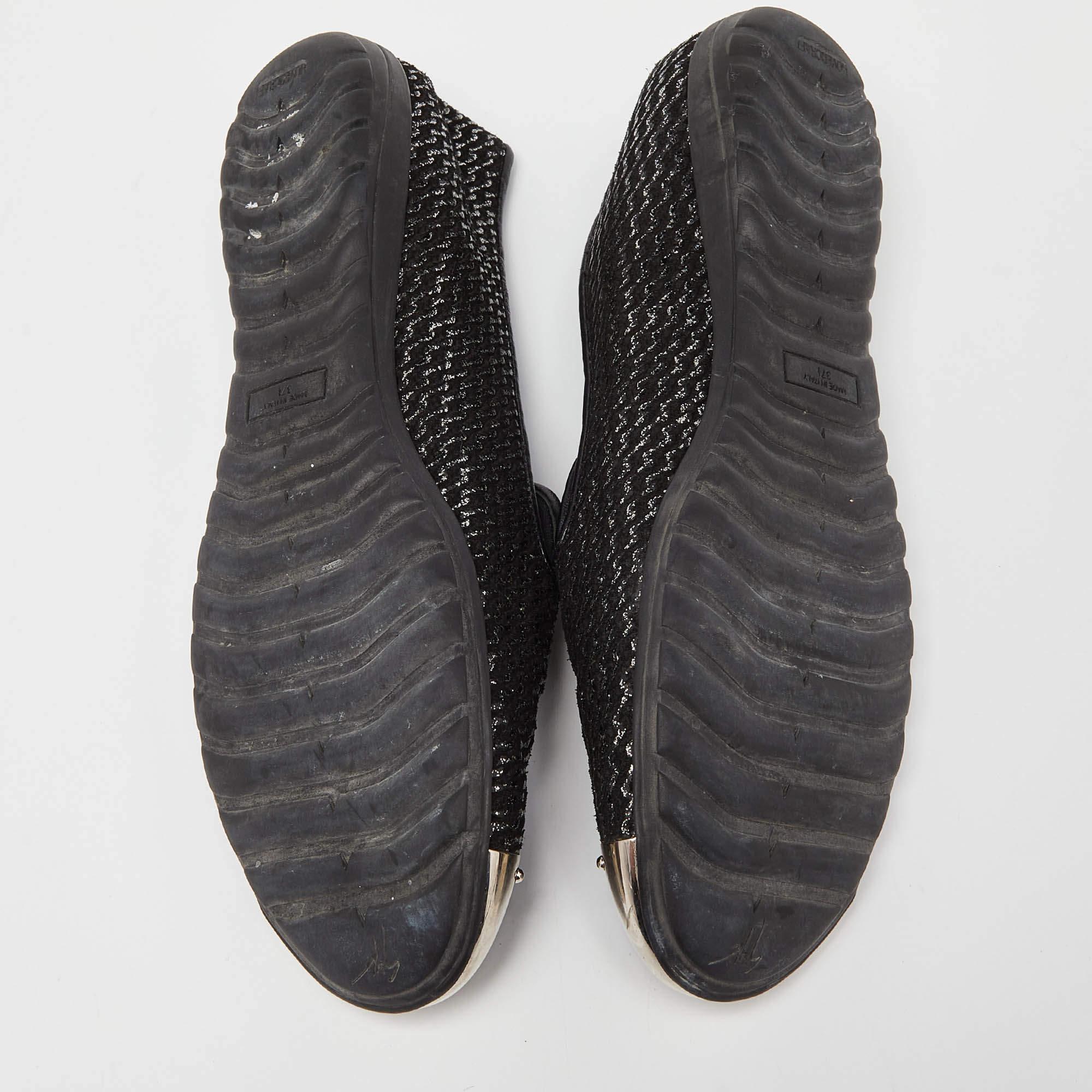 Giuseppe Zanotti Slip On Zapatillas de Fumar de Piel con Purpurina Negra Talla 37.5 en venta 1