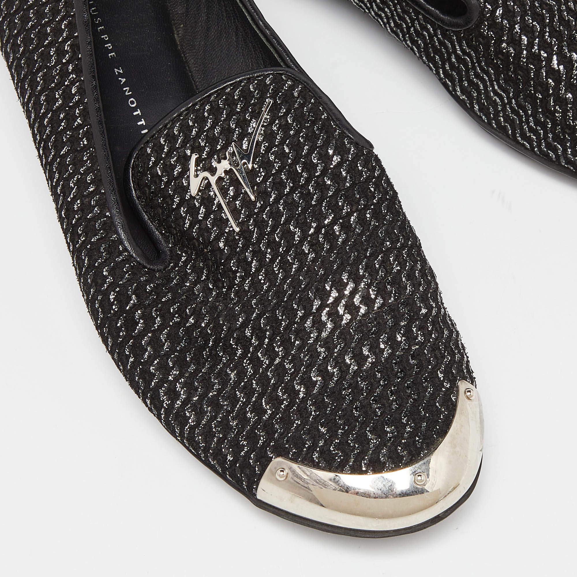 Giuseppe Zanotti Slip On Zapatillas de Fumar de Piel con Purpurina Negra Talla 37.5 en venta 2
