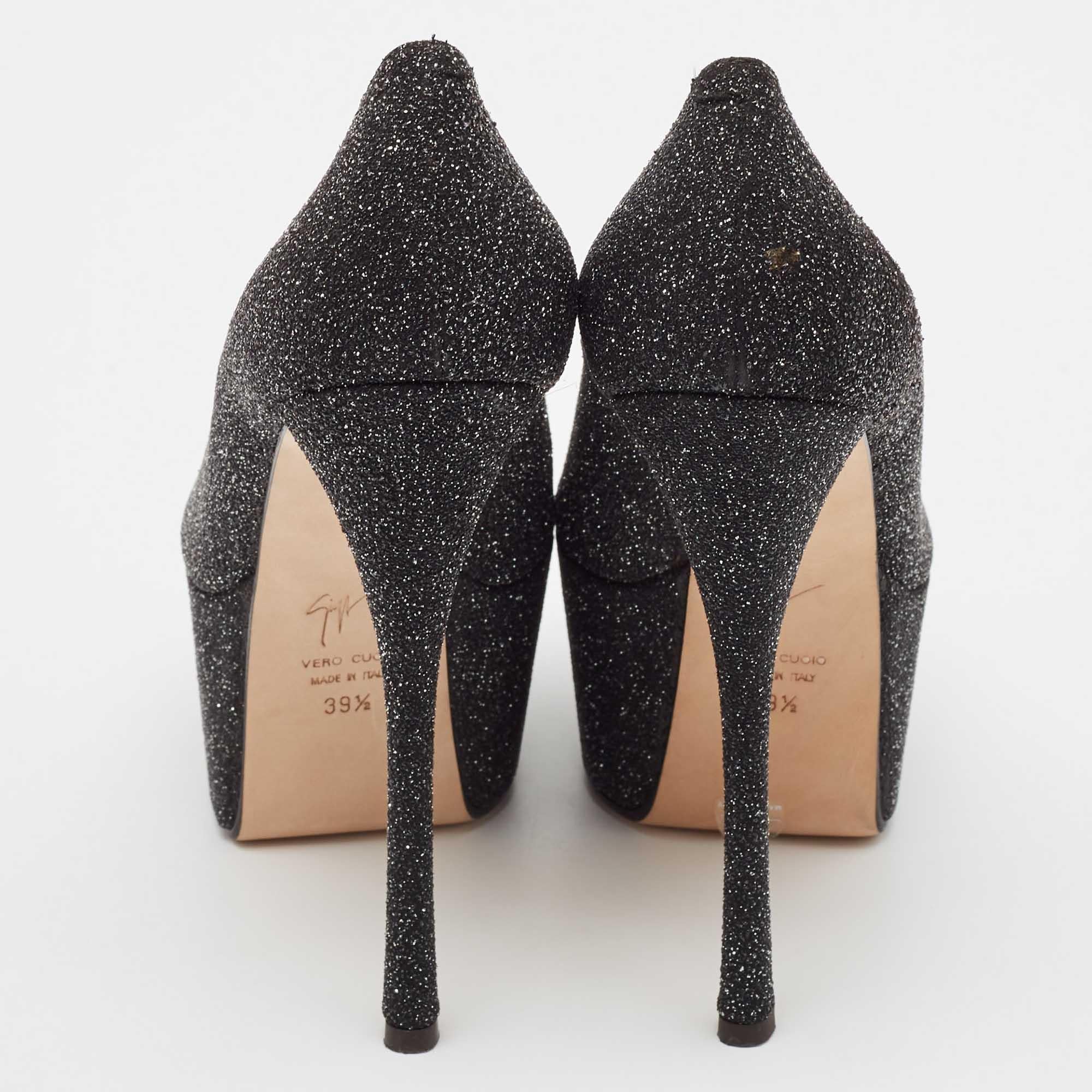 Giuseppe Zanotti Escarpins à plateforme en daim pailleté Taille 39.5 Pour femmes en vente