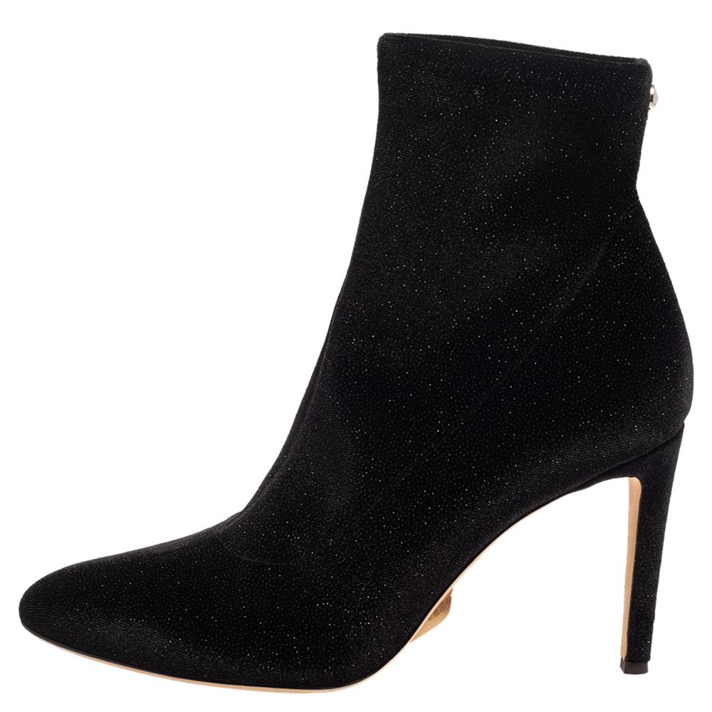 Giuseppe Zanotti Black Glitter Velvet Celeste Ankle Booties Size 41 1