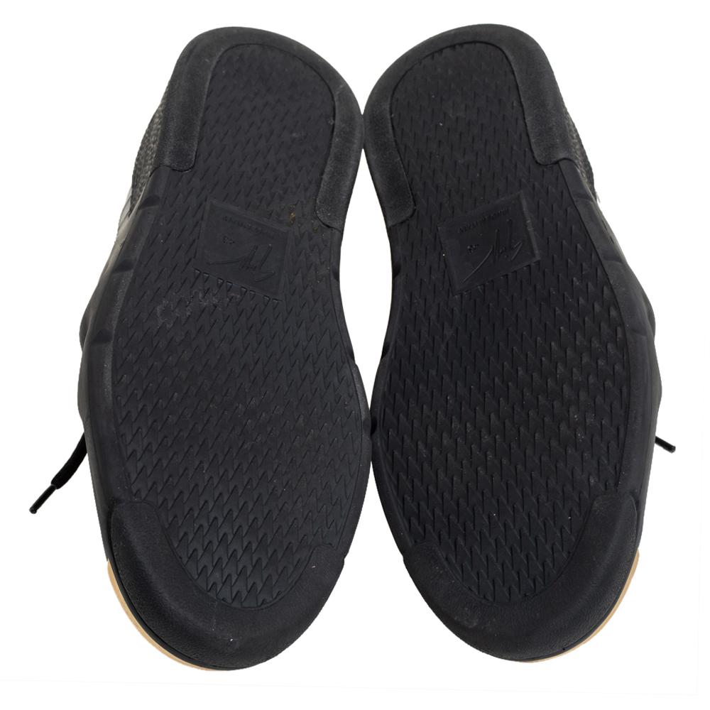 Men's Giuseppe Zanotti Black/Gold Croc Embossed Leather Talon Low Top Sneakers Size 43