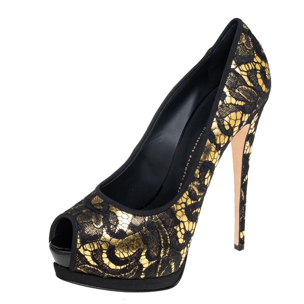 Black and shop gold giuseppe heels