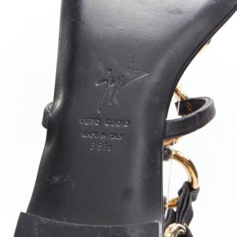 GIUSEPPE ZANOTTI black gold ring bondage gladiator sandal EU38.5 For Sale 5