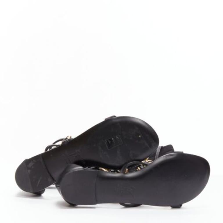 GIUSEPPE ZANOTTI black gold ring bondage gladiator sandal EU38.5 For Sale 6