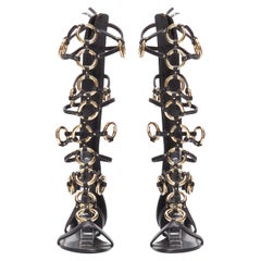 GIUSEPPE ZANOTTI black gold ring bondage gladiator sandal EU38.5