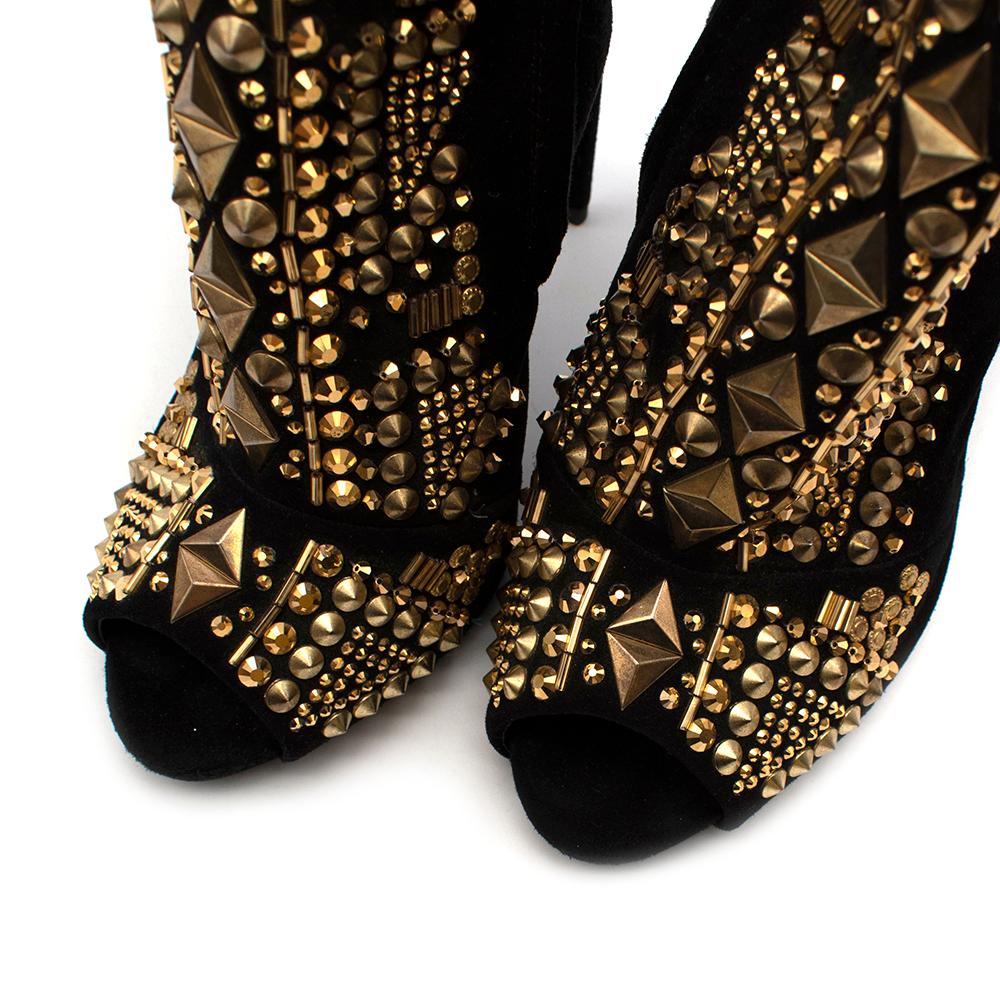 Giuseppe Zanotti Schwarz Gold Nieten Stiletto Cut-Out Stiefel 39.5 1