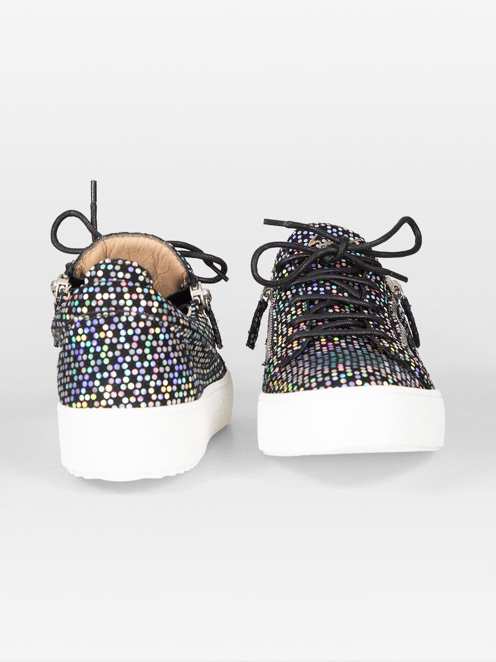 Giuseppe Zanotti Black Iridescent Gail Trainers Size IT 39 In New Condition For Sale In London, GB