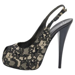 Sandales compensées Giuseppe Zanotti noires à bout ouvert et bride arrière, taille 38,5