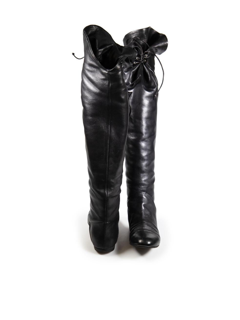 Giuseppe Zanotti Botas negras de piel con cordones Talla IT 36 Negro en venta