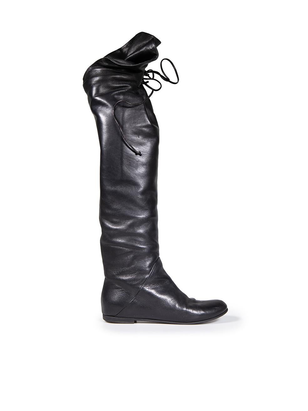 Giuseppe Zanotti Botas negras de piel con cordones Talla IT 36