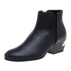Giuseppe Zanotti Black Leathe G- Heels Ankle Boots Size 37