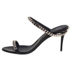 Giuseppe Zanotti Black Leather And Chain Embellishment Sandals Size 41