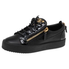 Giuseppe Zanotti Black Leather And Patent London Sneakers Size 36