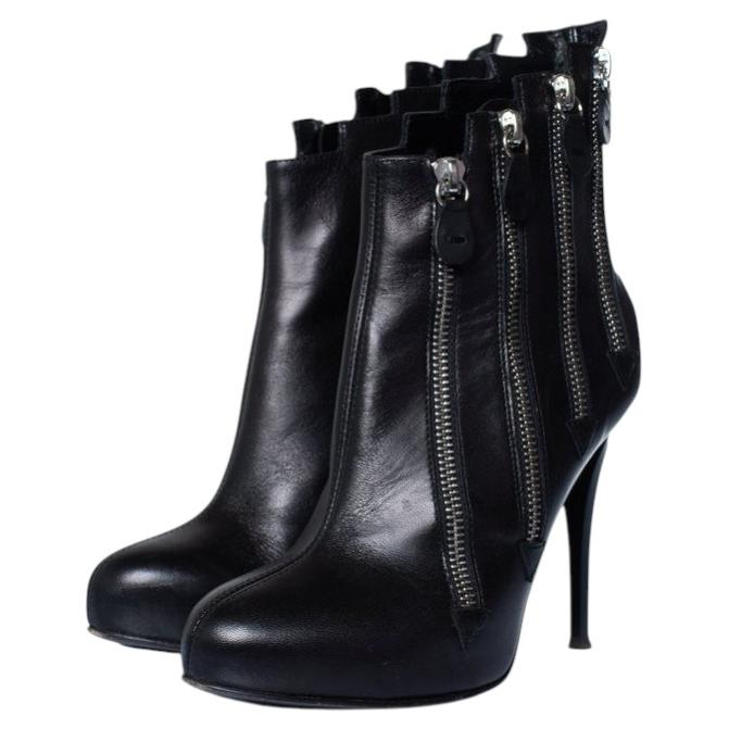 Giuseppe Zanotti, black leather ankle zipper boots
